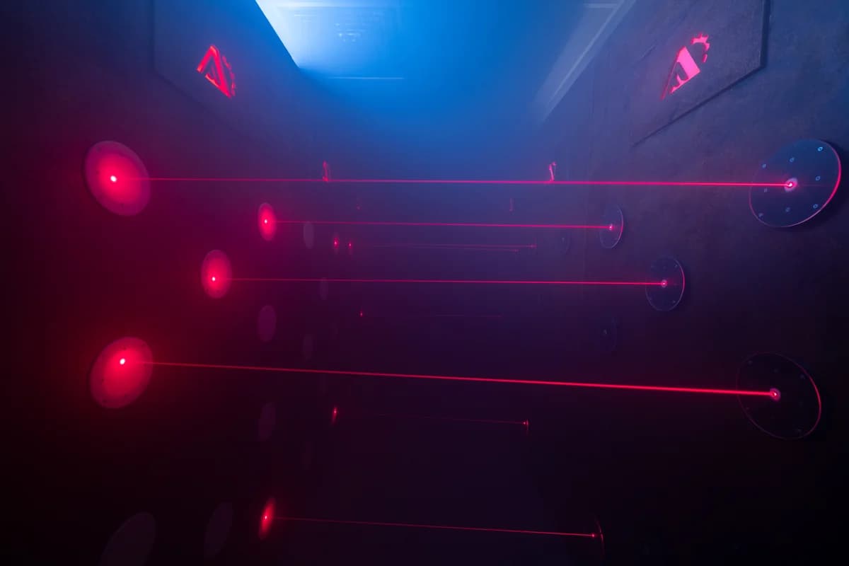 Червени лазерни лъчи в стаята Laser Dance